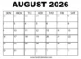 august 2026 wall calendar printable
