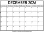 free december 2026 blank calendar to print