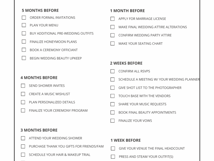 free printable 12 month wedding planning checklist timeline pdf